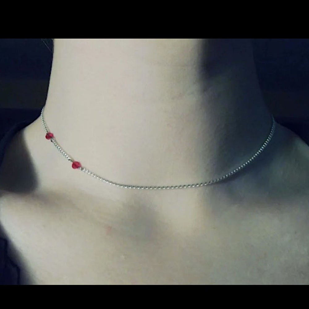 Vampire Bites Choker New Jewelry Unisex Silver Red Blood Fang Marks Spooky Goth